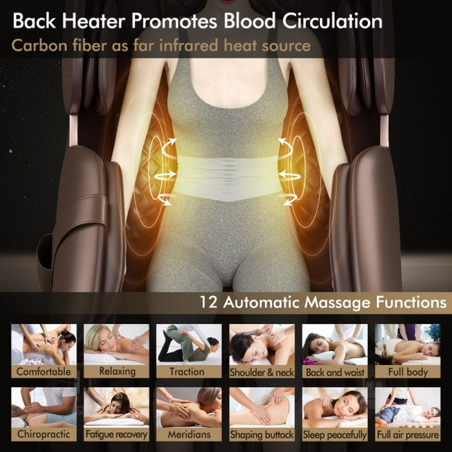 Relaxe Zero-Gravity Shiatsu Massage Chair With Heating (SL-Track)