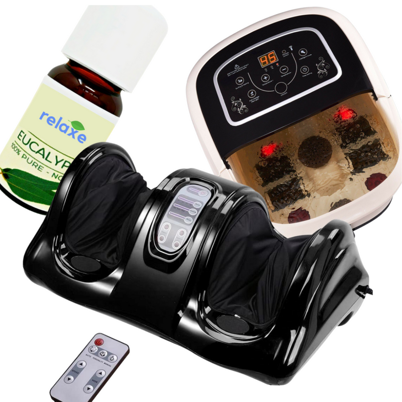 Relief Kit: Shiatsu Foot Massager + Hot Spa + Healing Oil