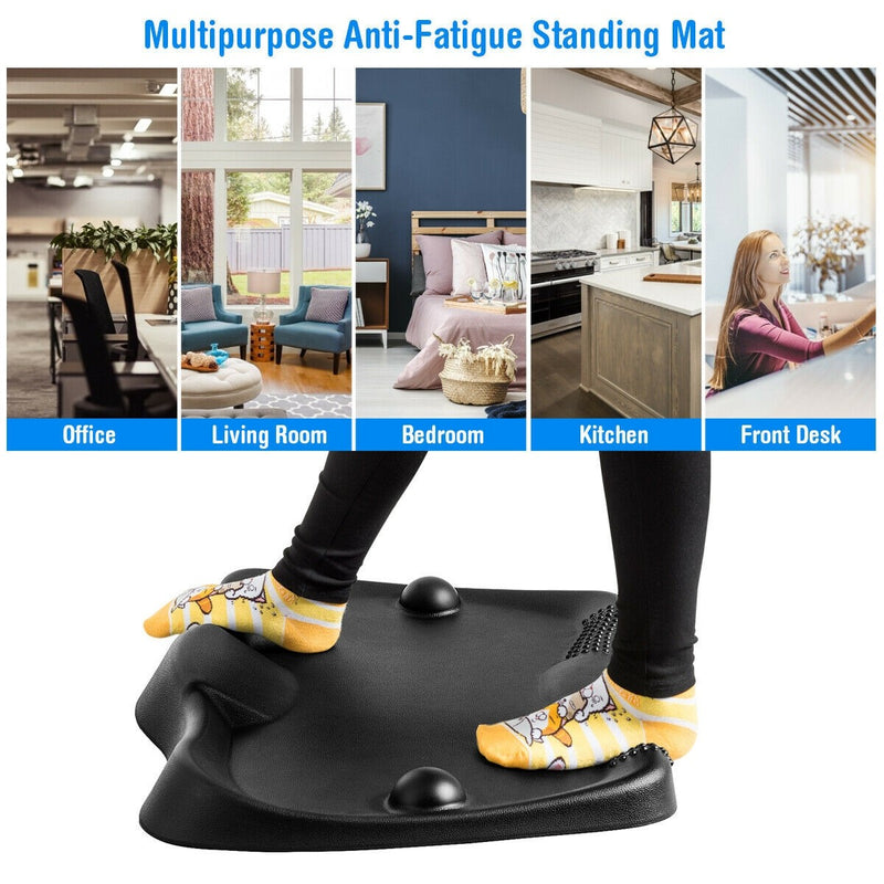 Lixada Anti-Fatigue Standing Desk Mat Ergonomic Comfort Floor Foot Mat Home Office Work, Black