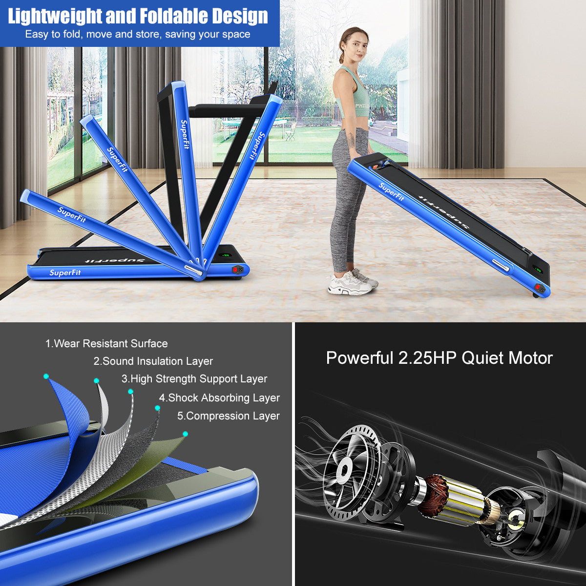 2 in 1 Folding Treadmill with Bluetooth Speaker Bluetooth Treadmill Relaxe